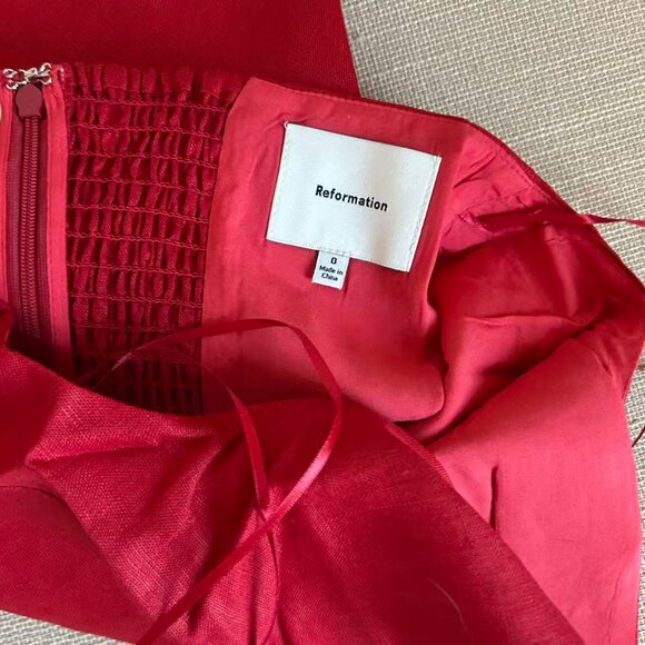 BEST Reformation Delilah Linen Maxi Dress Sz0 Lipstick Red Holiday Halter Party - Picture 8 of 11